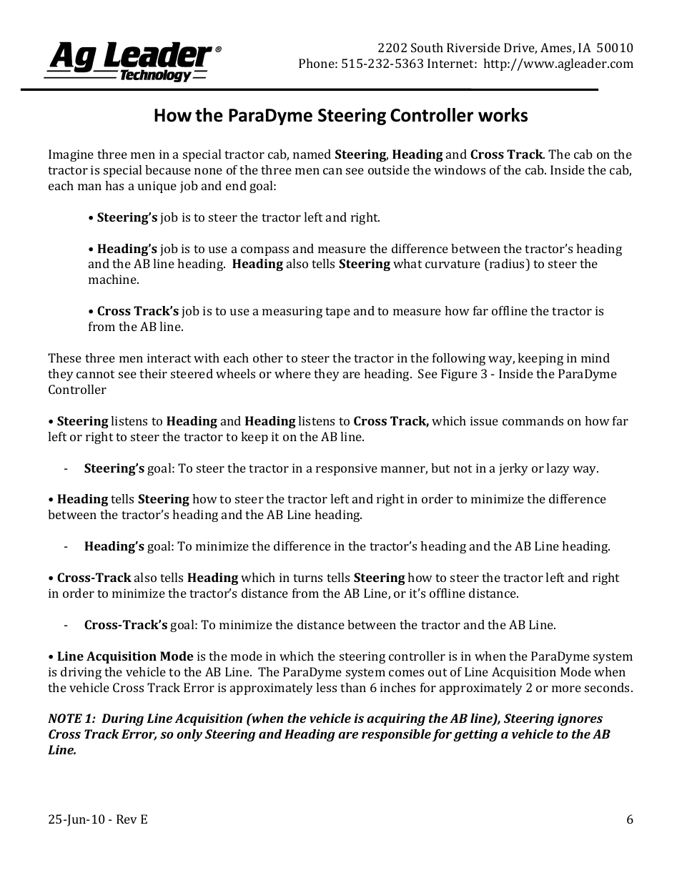 The paradyme steering, Controller works | Ag Leader ParaDyme Setup and Advanced Tuning Guide User Manual | Page 6 / 30