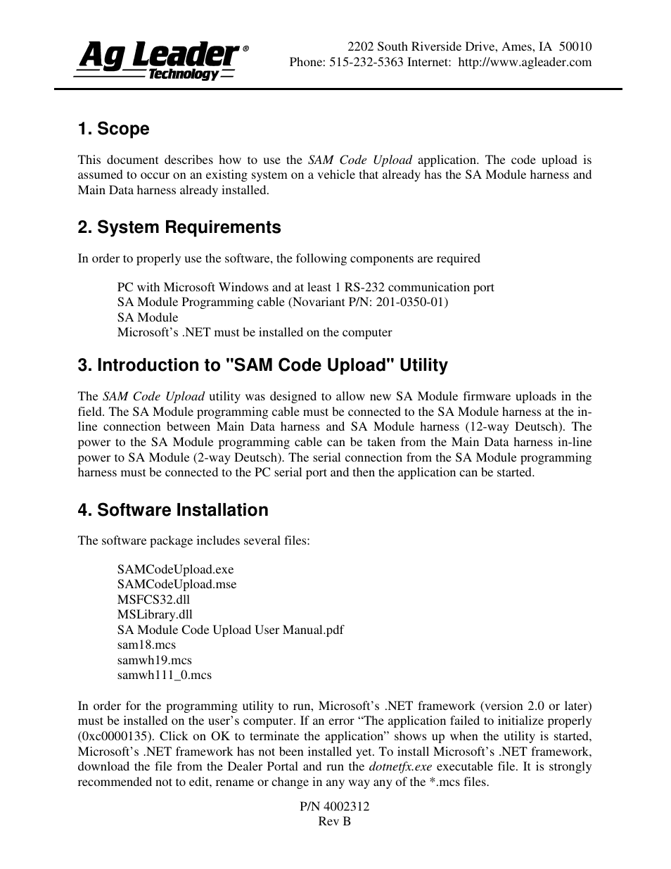 Ag Leader ParaDyme SAM Code Upload User Manual User Manual | 7 pages