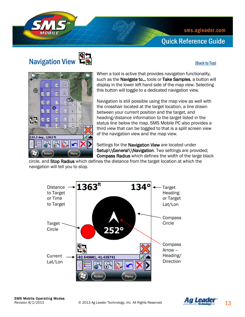 Navigation view, Navigation, View | Ag Leader SMS Mobile Operating Modes Quick Start Guide User Manual | Page 14 / 27