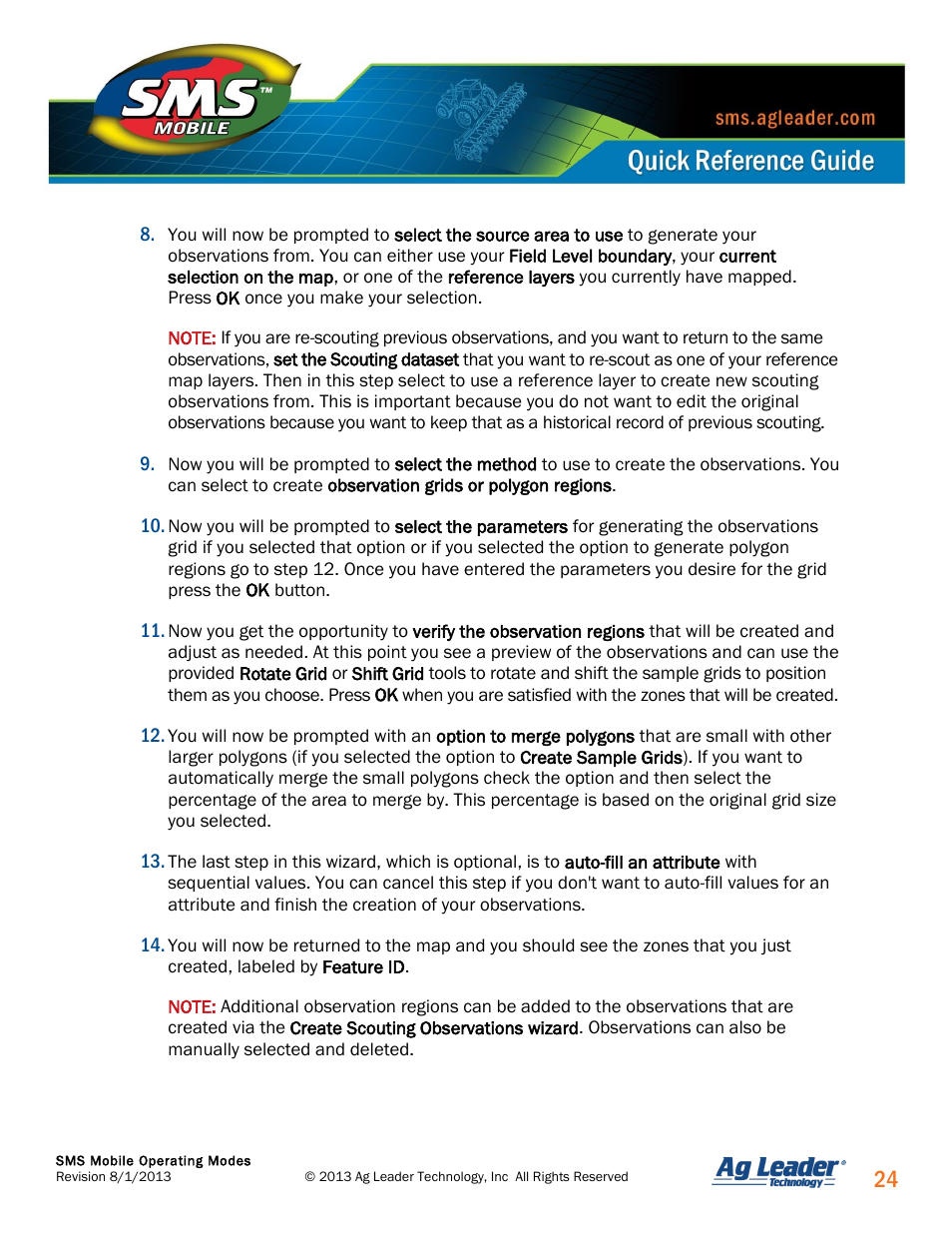 Ag Leader SMS Mobile Operating Modes Quick Start Guide User Manual | Page 25 / 27