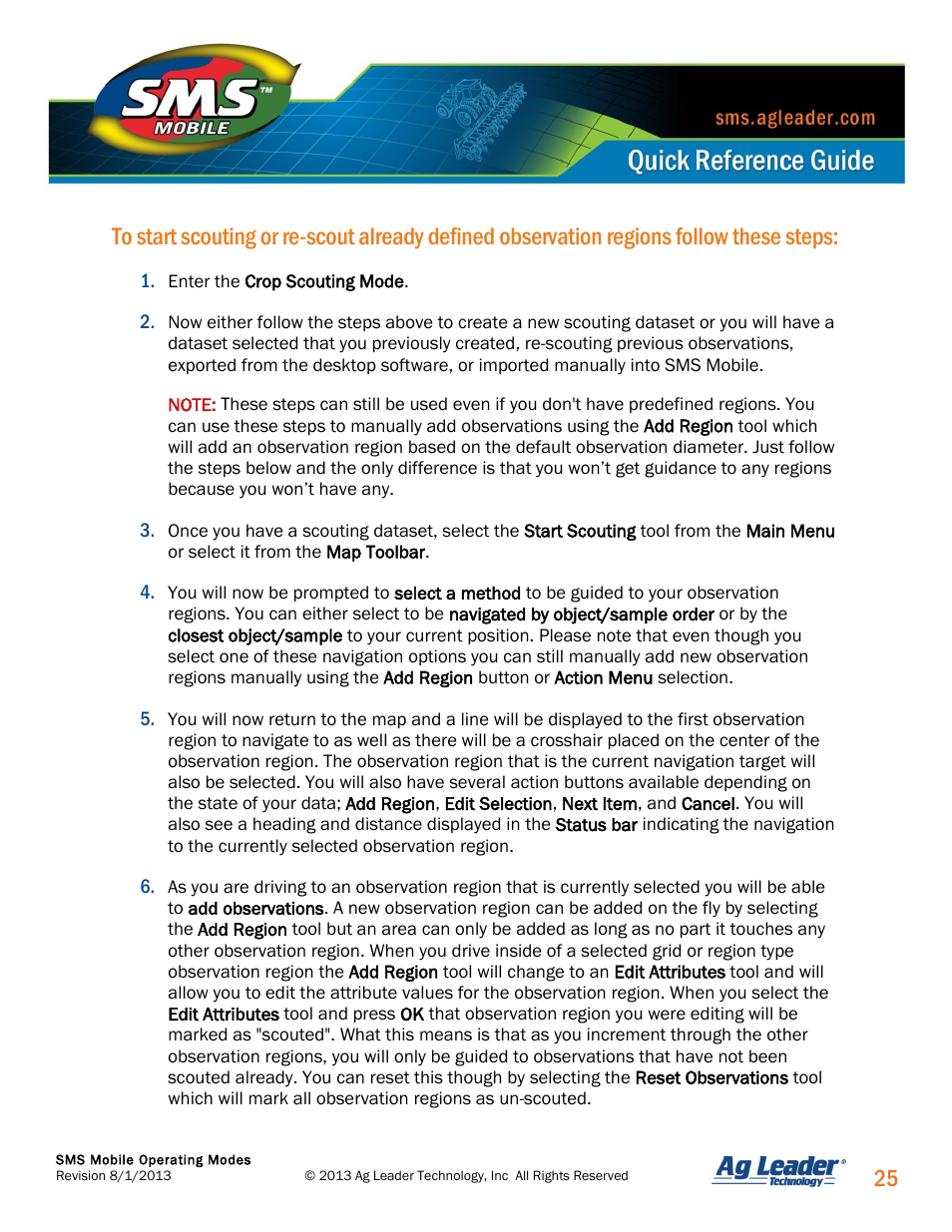 Ag Leader SMS Mobile Operating Modes Quick Start Guide User Manual | Page 26 / 27