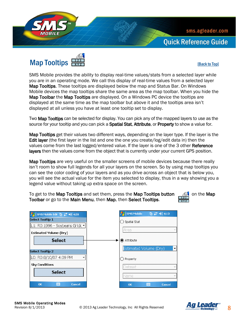 Map tooltips | Ag Leader SMS Mobile Operating Modes Quick Start Guide User Manual | Page 9 / 27