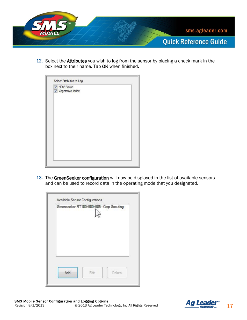 Ag Leader SMS Mobile Sensors Quick Start Guide User Manual | Page 18 / 38