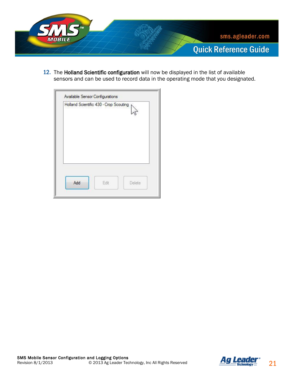 Ag Leader SMS Mobile Sensors Quick Start Guide User Manual | Page 22 / 38