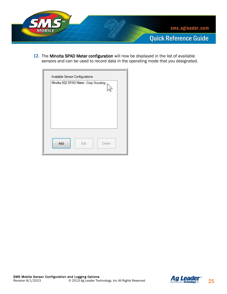 Ag Leader SMS Mobile Sensors Quick Start Guide User Manual | Page 26 / 38