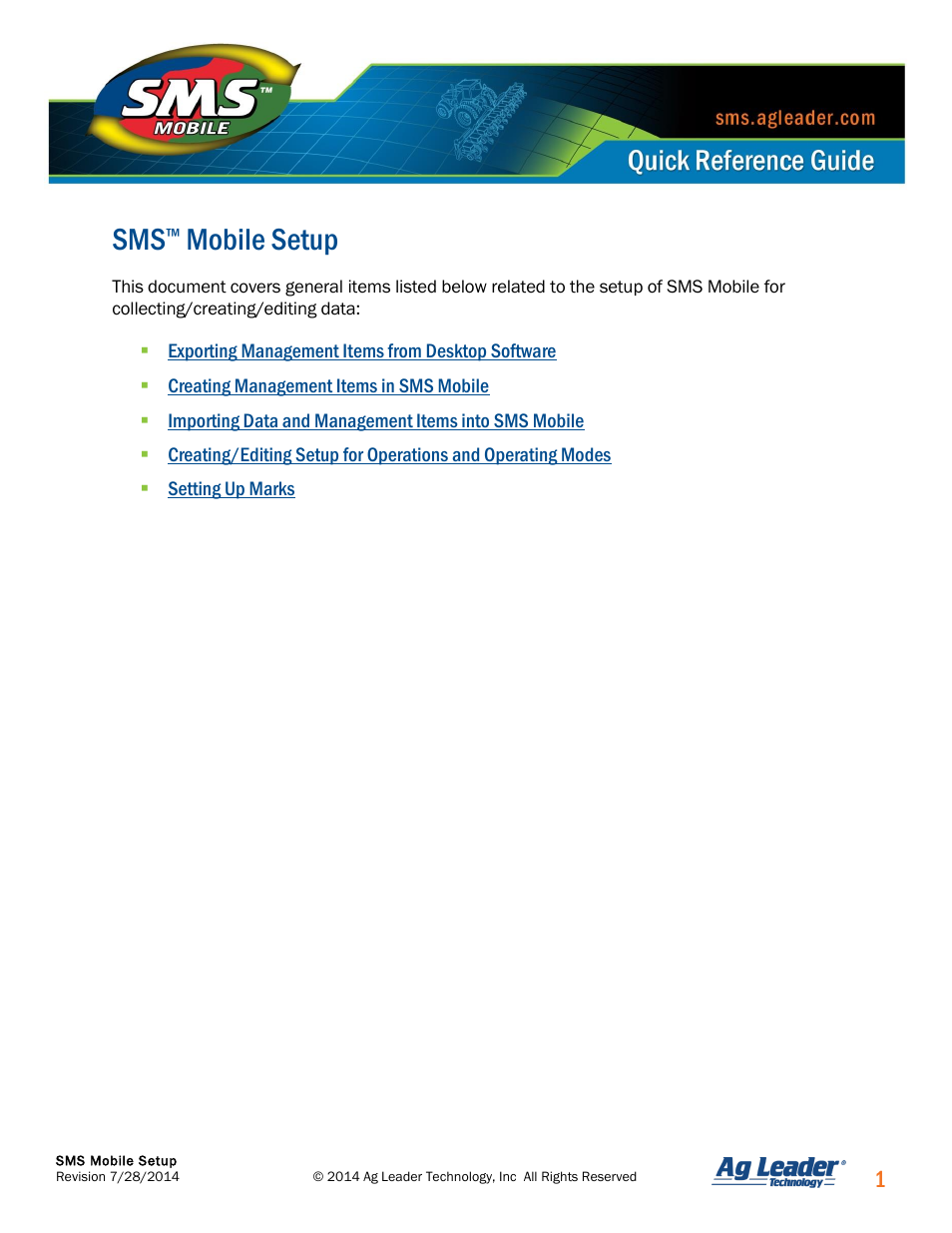 Mobile setup | Ag Leader SMS Mobile Setup Quick Start Guide User Manual | Page 2 / 7