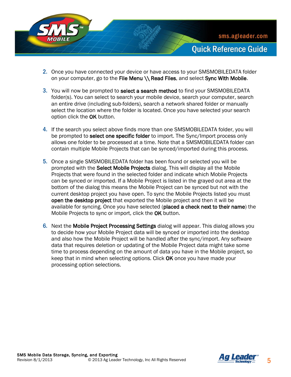 Ag Leader SMS Mobile Data Storage, Syncing, Exporting Quick Start Guide User Manual | Page 6 / 10