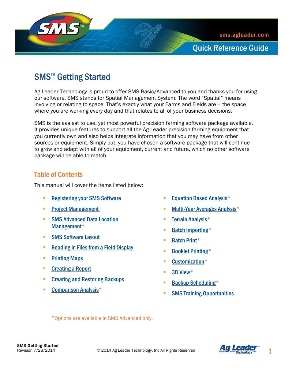 Ag Leader SMS Basic and SMS Advanced Getting Started Guide User Manual | Page 2 / 66