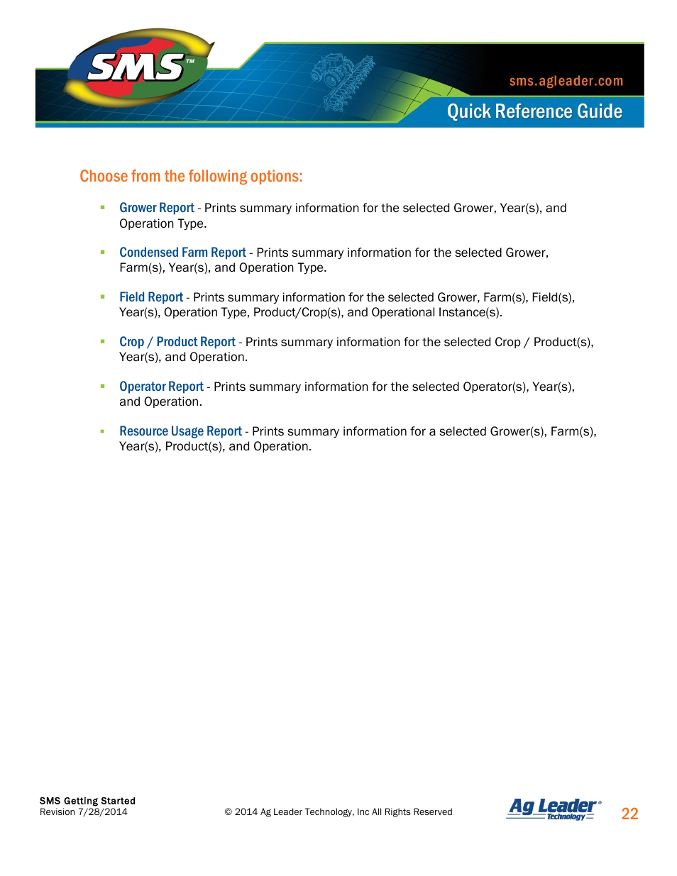 22 choose from the following options | Ag Leader SMS Basic and SMS Advanced Getting Started Guide User Manual | Page 23 / 66