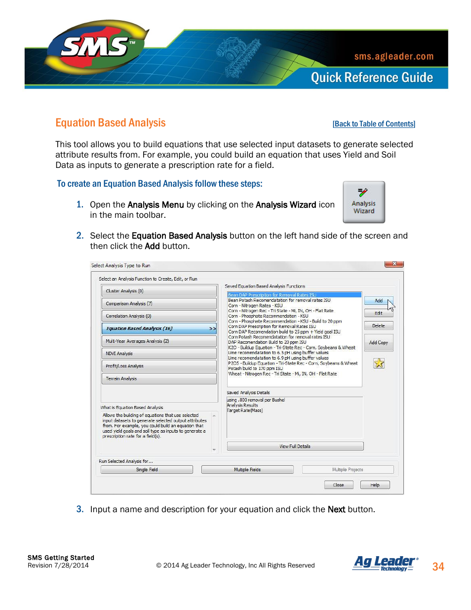 Equation based analysis, 34 equation based analysis | Ag Leader SMS Basic and SMS Advanced Getting Started Guide User Manual | Page 35 / 66