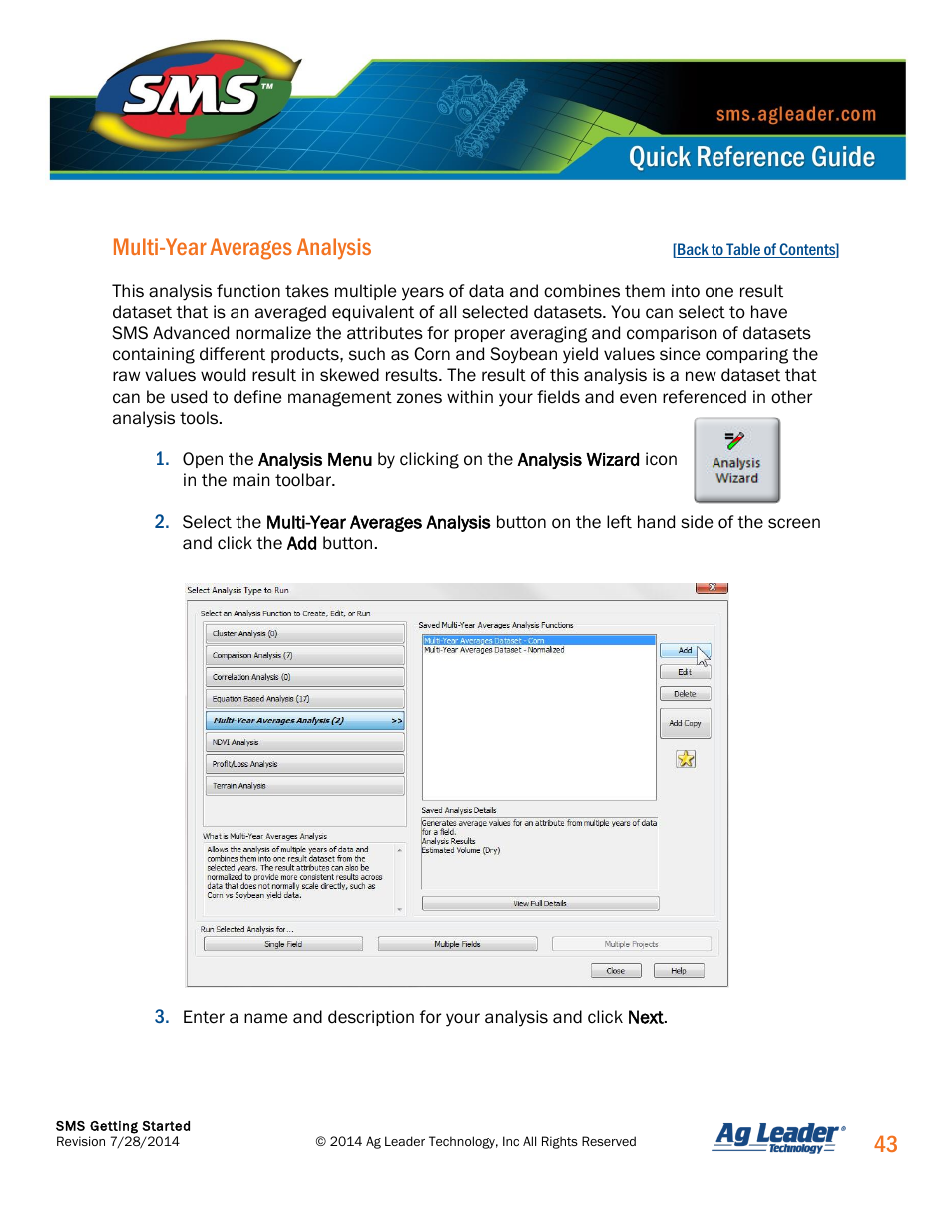 Multi-year averages analysis, 43 multi-year averages analysis | Ag Leader SMS Basic and SMS Advanced Getting Started Guide User Manual | Page 44 / 66