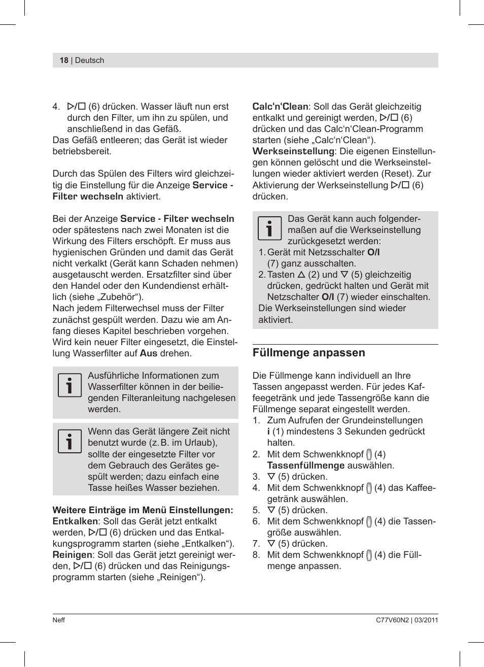 Neff C77V60N2 User Manual | Page 18 / 86