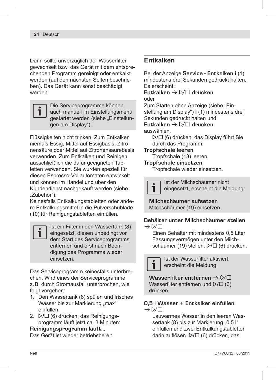 Neff C77V60N2 User Manual | Page 24 / 86