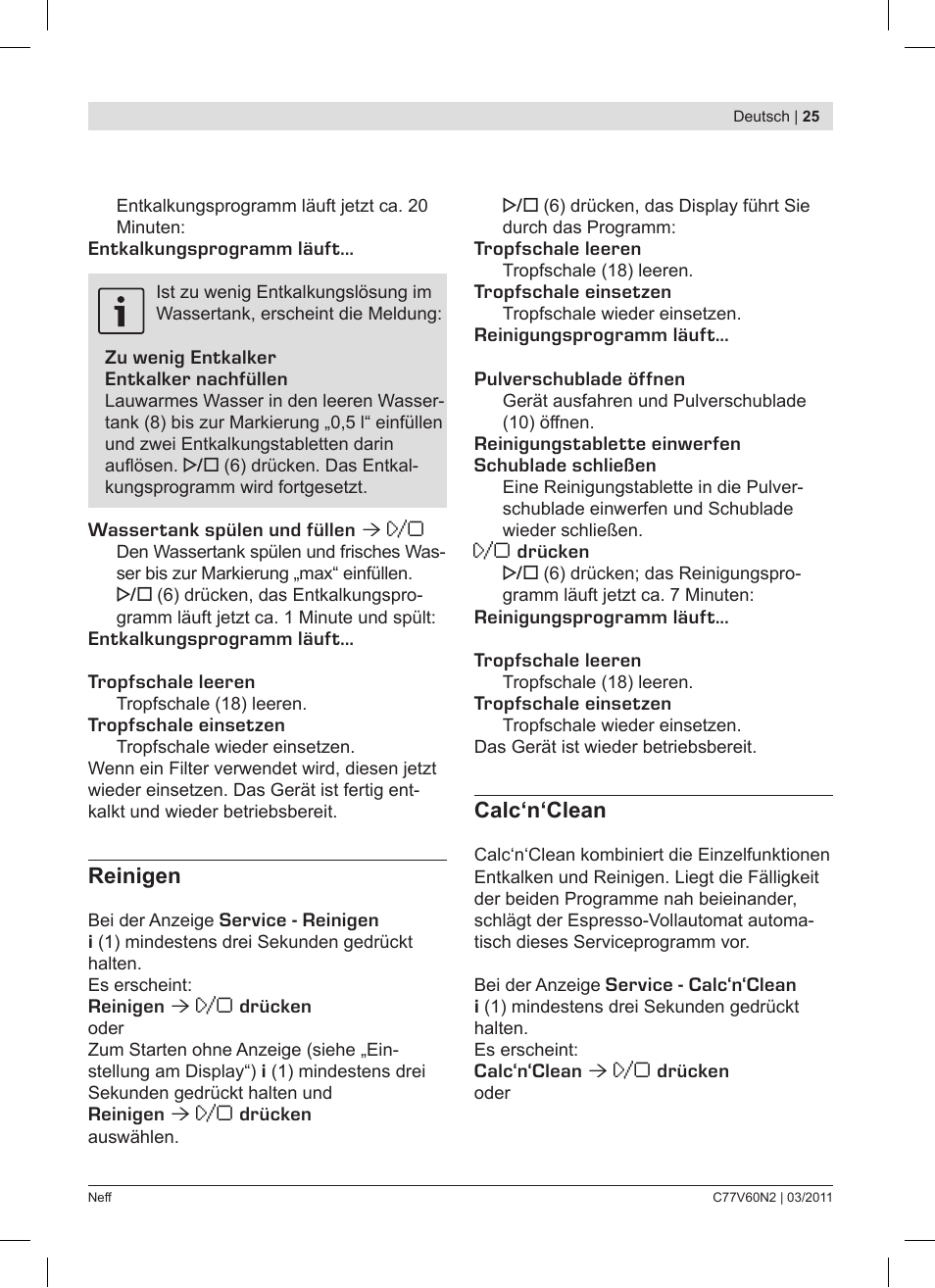 Neff C77V60N2 User Manual | Page 25 / 86