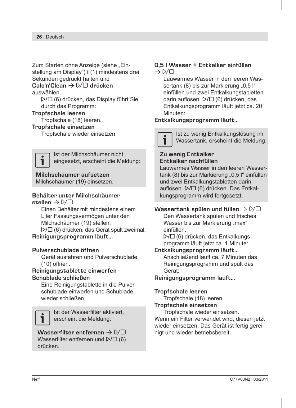 Neff C77V60N2 User Manual | Page 26 / 86