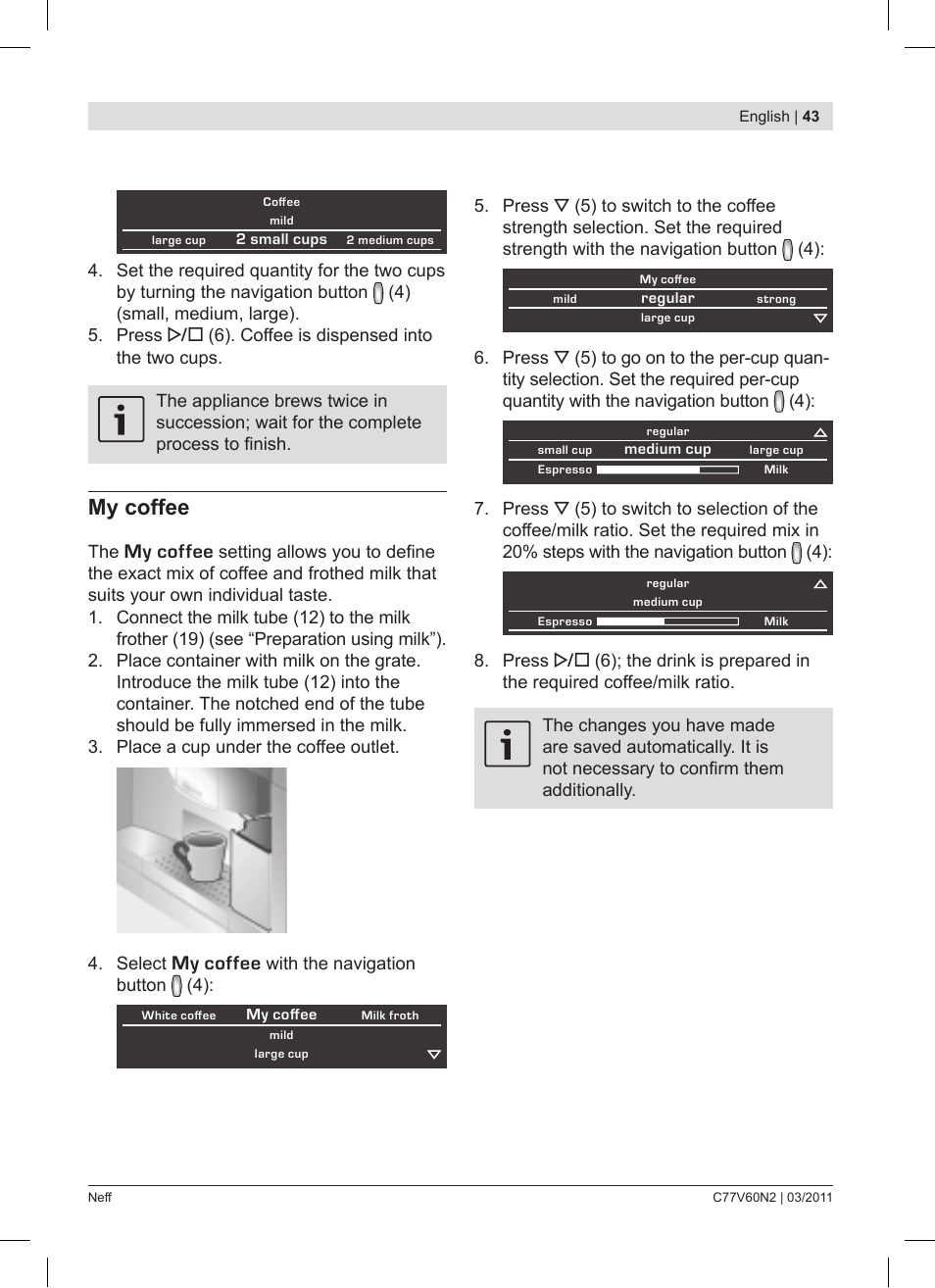 My coffee | Neff C77V60N2 User Manual | Page 43 / 86