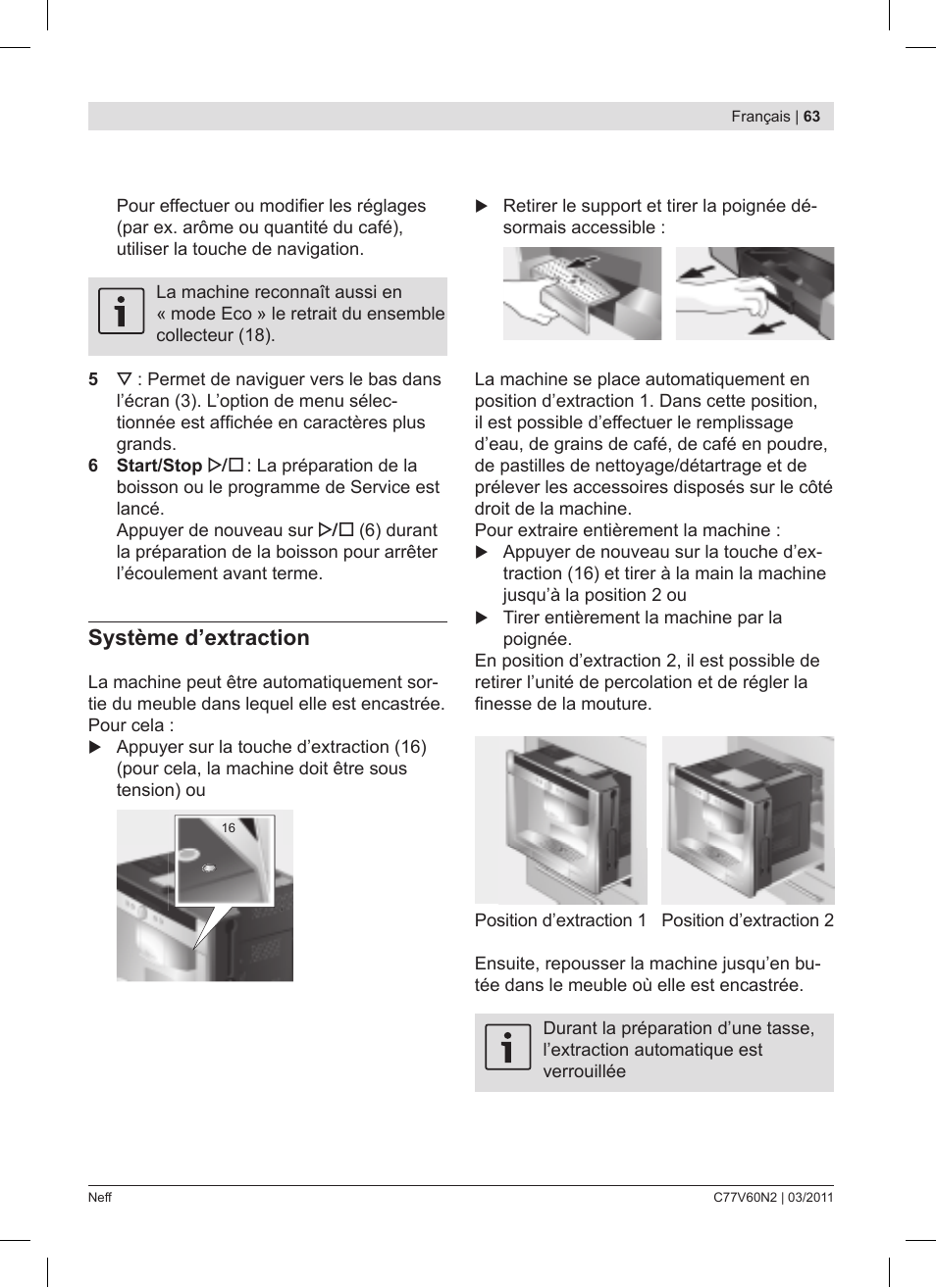 Système d’extraction | Neff C77V60N2 User Manual | Page 63 / 86