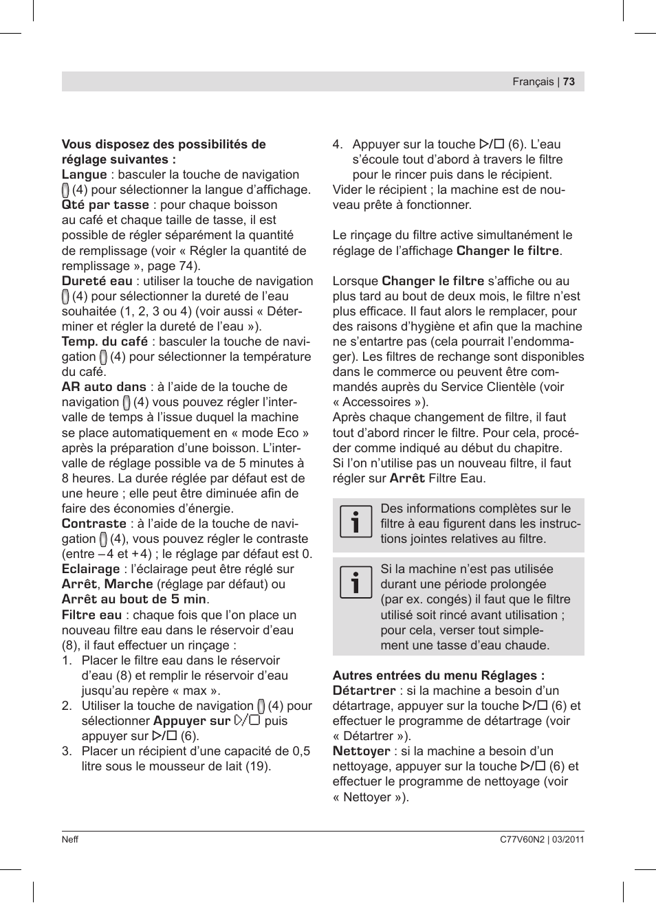Neff C77V60N2 User Manual | Page 73 / 86
