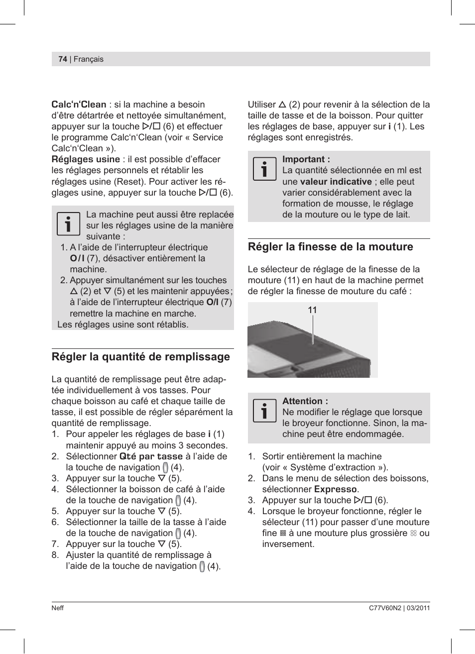 Neff C77V60N2 User Manual | Page 74 / 86
