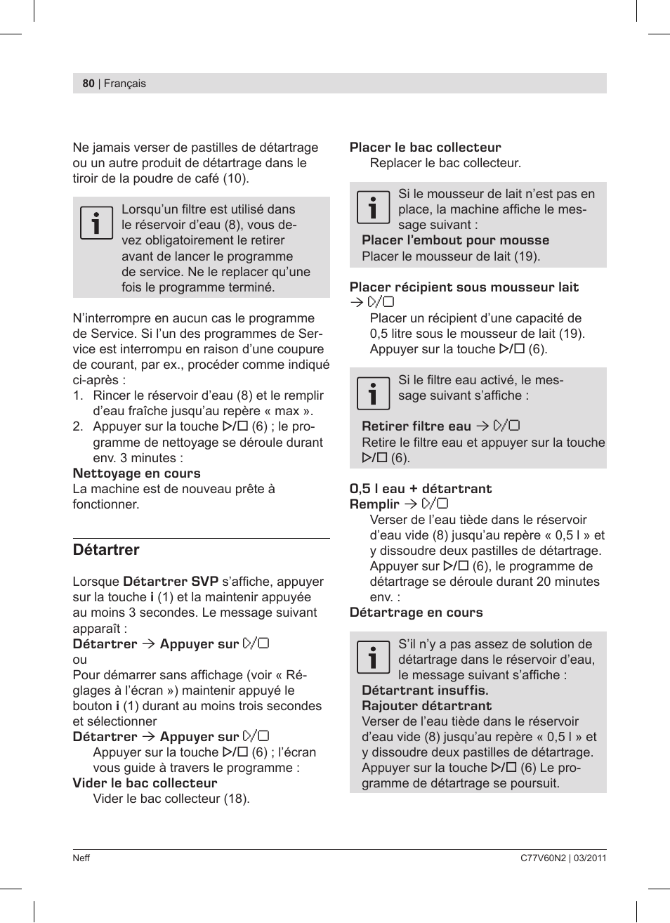 Neff C77V60N2 User Manual | Page 80 / 86