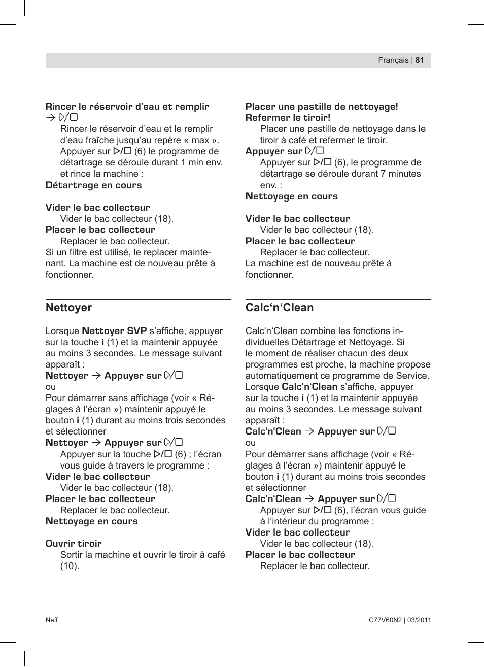 Neff C77V60N2 User Manual | Page 81 / 86