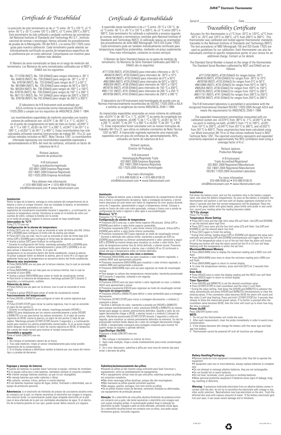 H-B Instrument 3780 User Manual | 2 pages