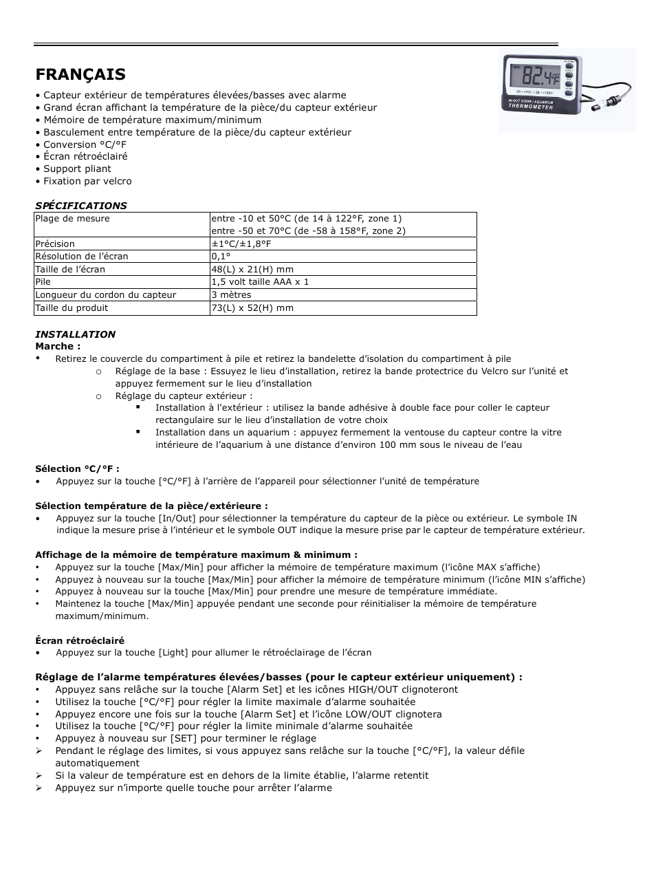 Français | H-B Instrument 3760 User Manual | Page 2 / 4
