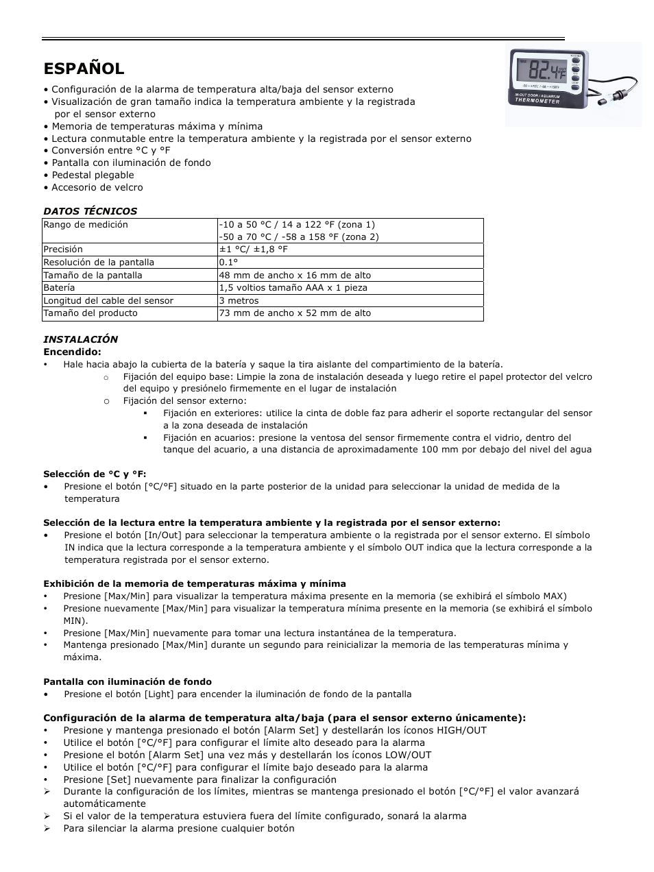 Español | H-B Instrument 3760 User Manual | Page 4 / 4