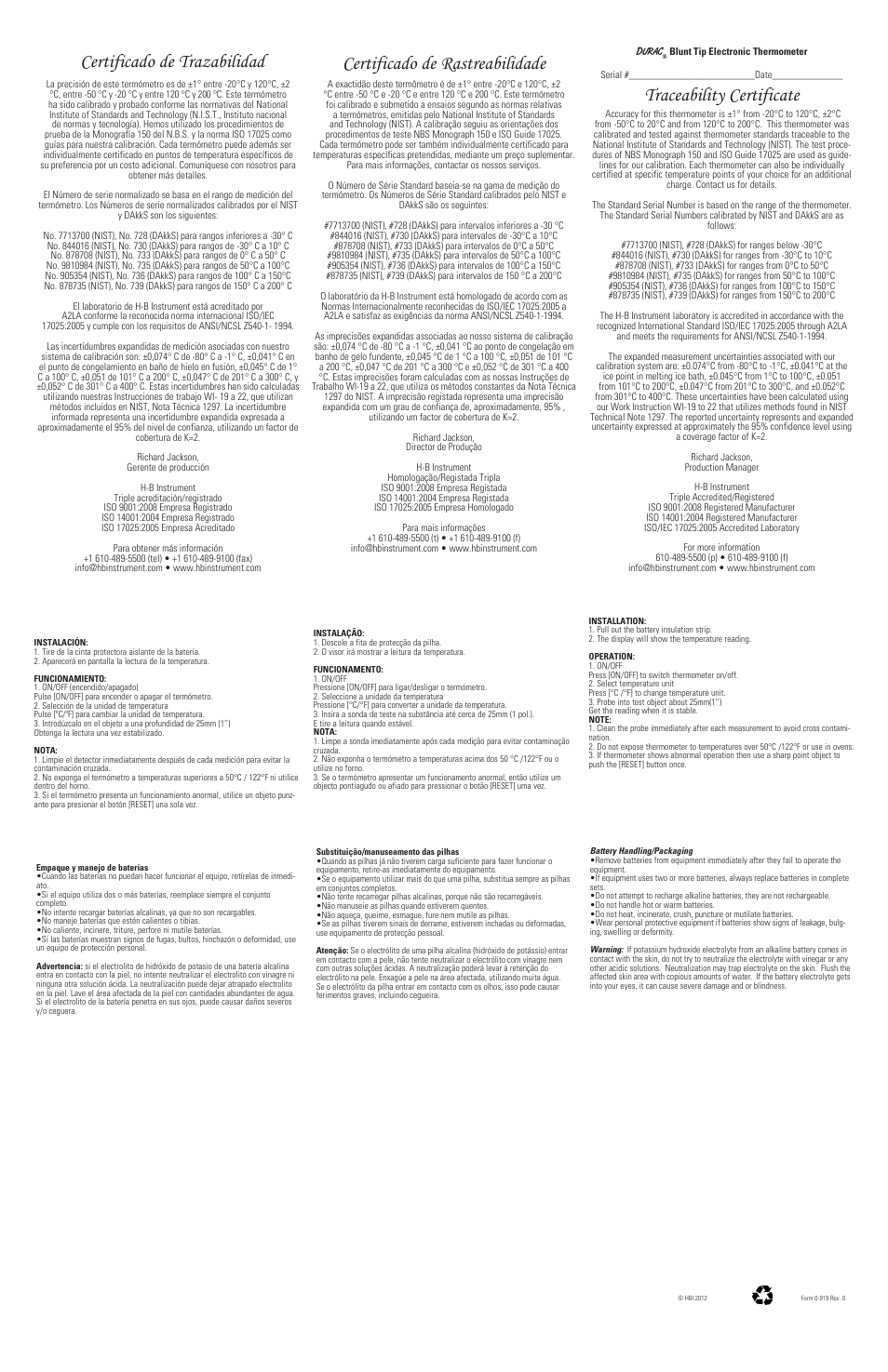 H-B Instrument 3822 User Manual | 2 pages