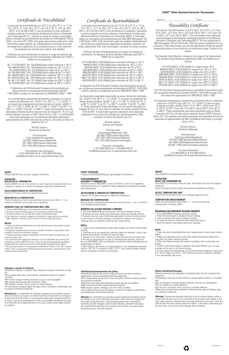 H-B Instrument 3820 User Manual | 2 pages