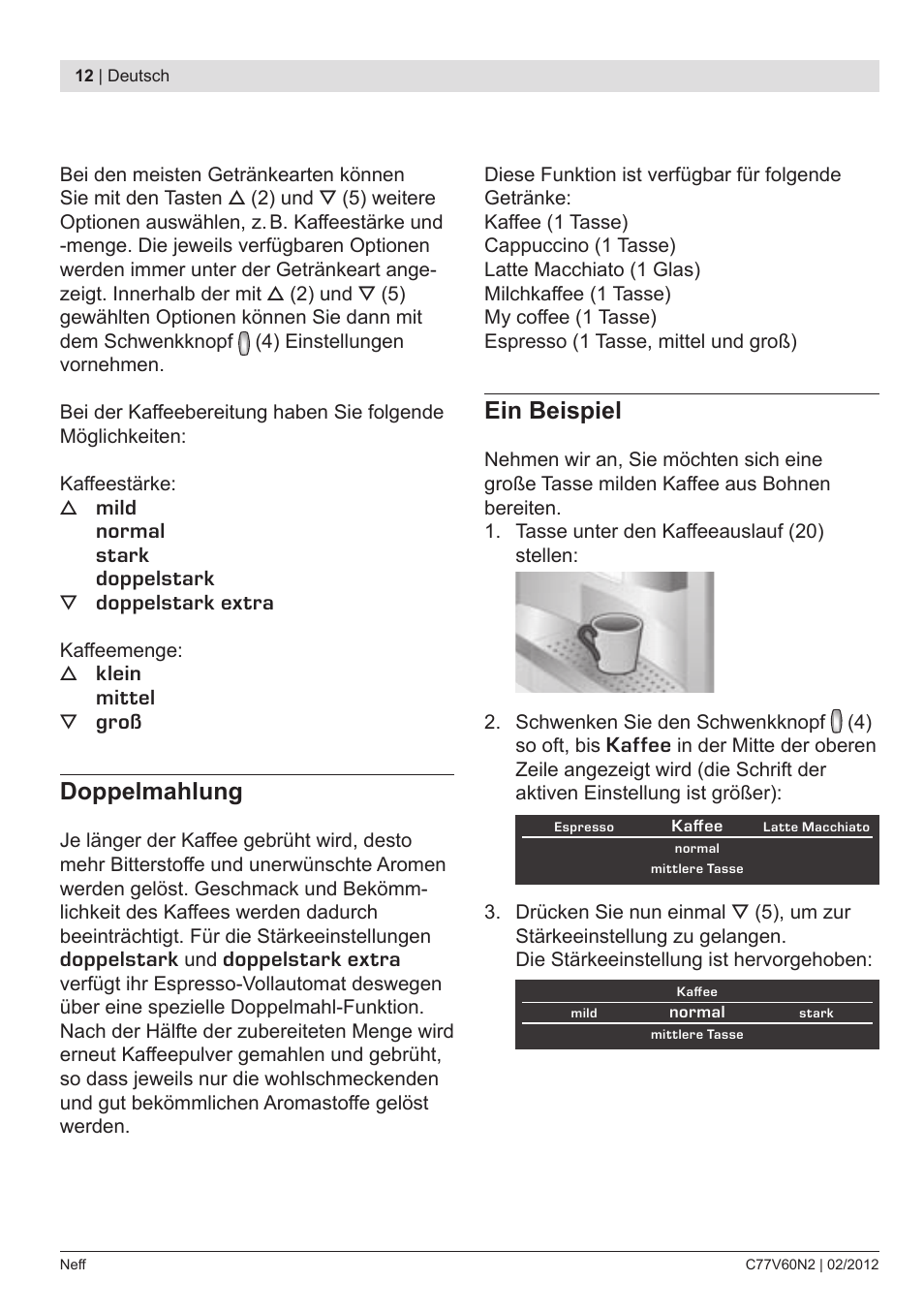 Doppelmahlung, Ein beispiel | Neff C77V60N2 User Manual | Page 14 / 96