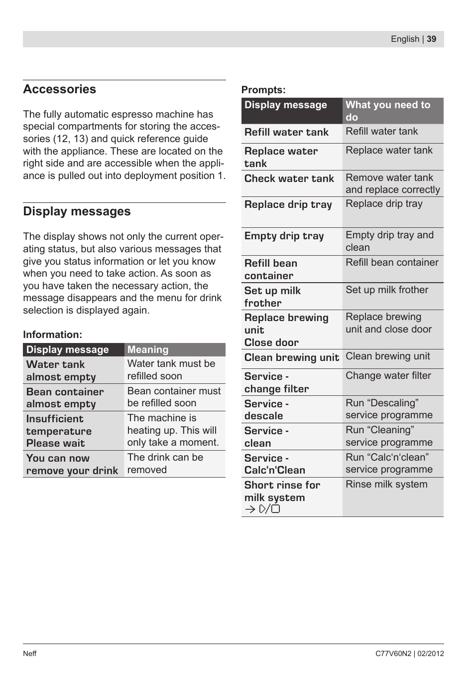 Neff C77V60N2 User Manual | Page 41 / 96