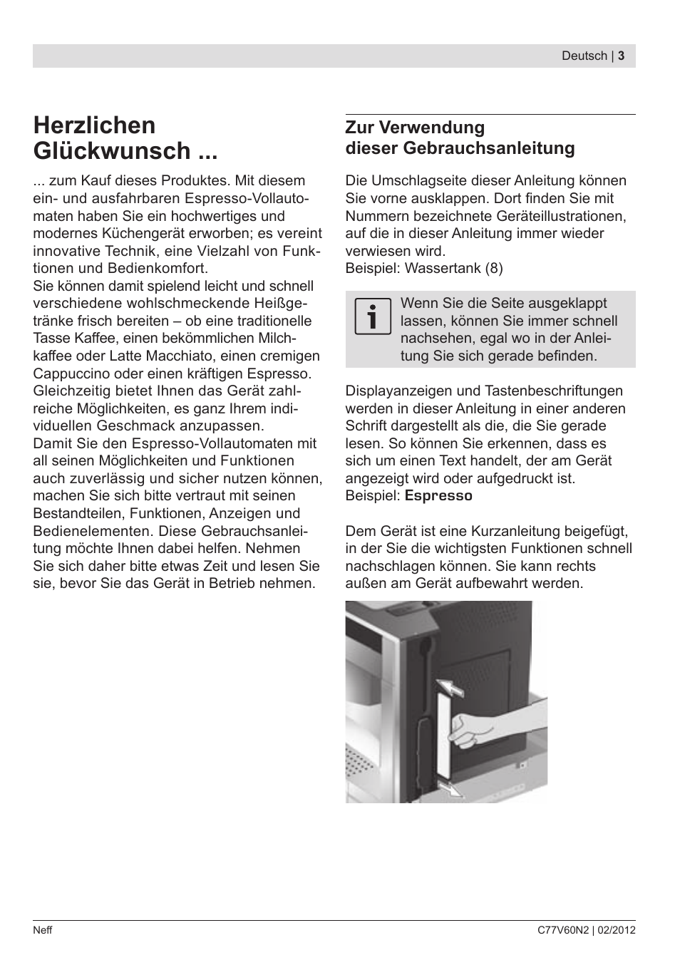 Herzlichen glückwunsch, Zur verwendung dieser gebrauchsanleitung | Neff C77V60N2 User Manual | Page 5 / 96