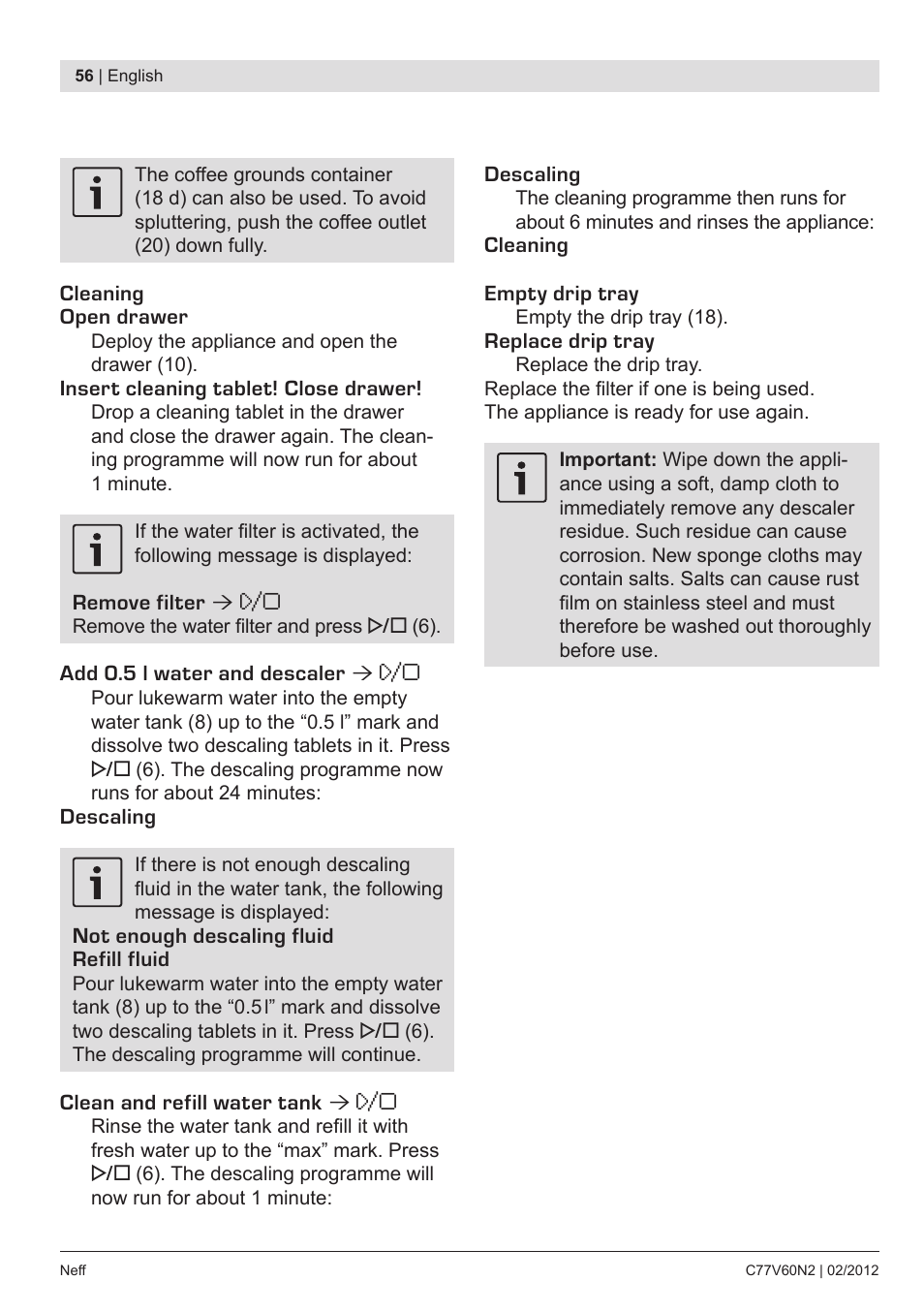 Neff C77V60N2 User Manual | Page 58 / 96