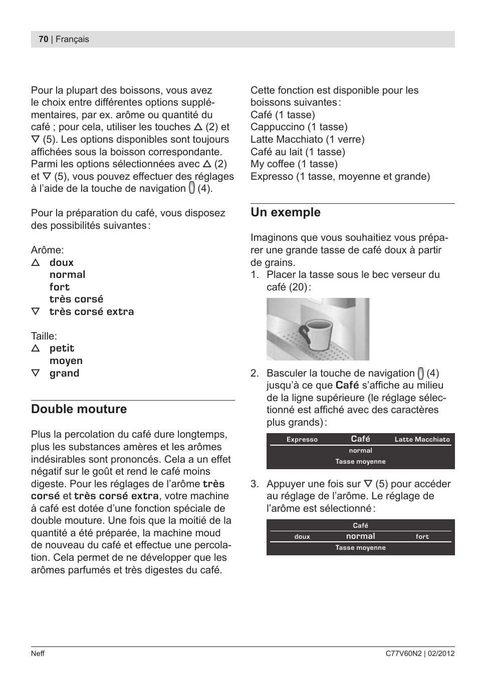 Double mouture, Un exemple | Neff C77V60N2 User Manual | Page 72 / 96