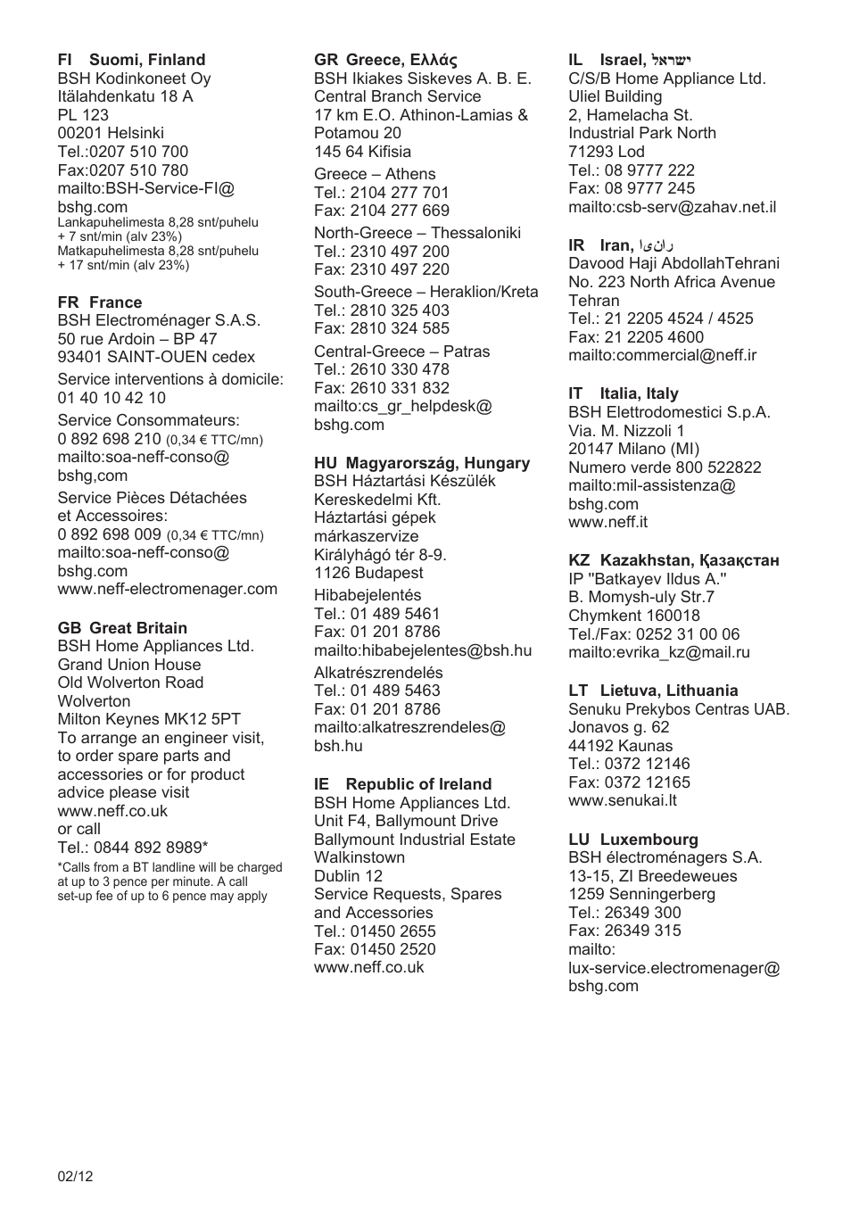 Neff C77V60N2 User Manual | Page 94 / 96