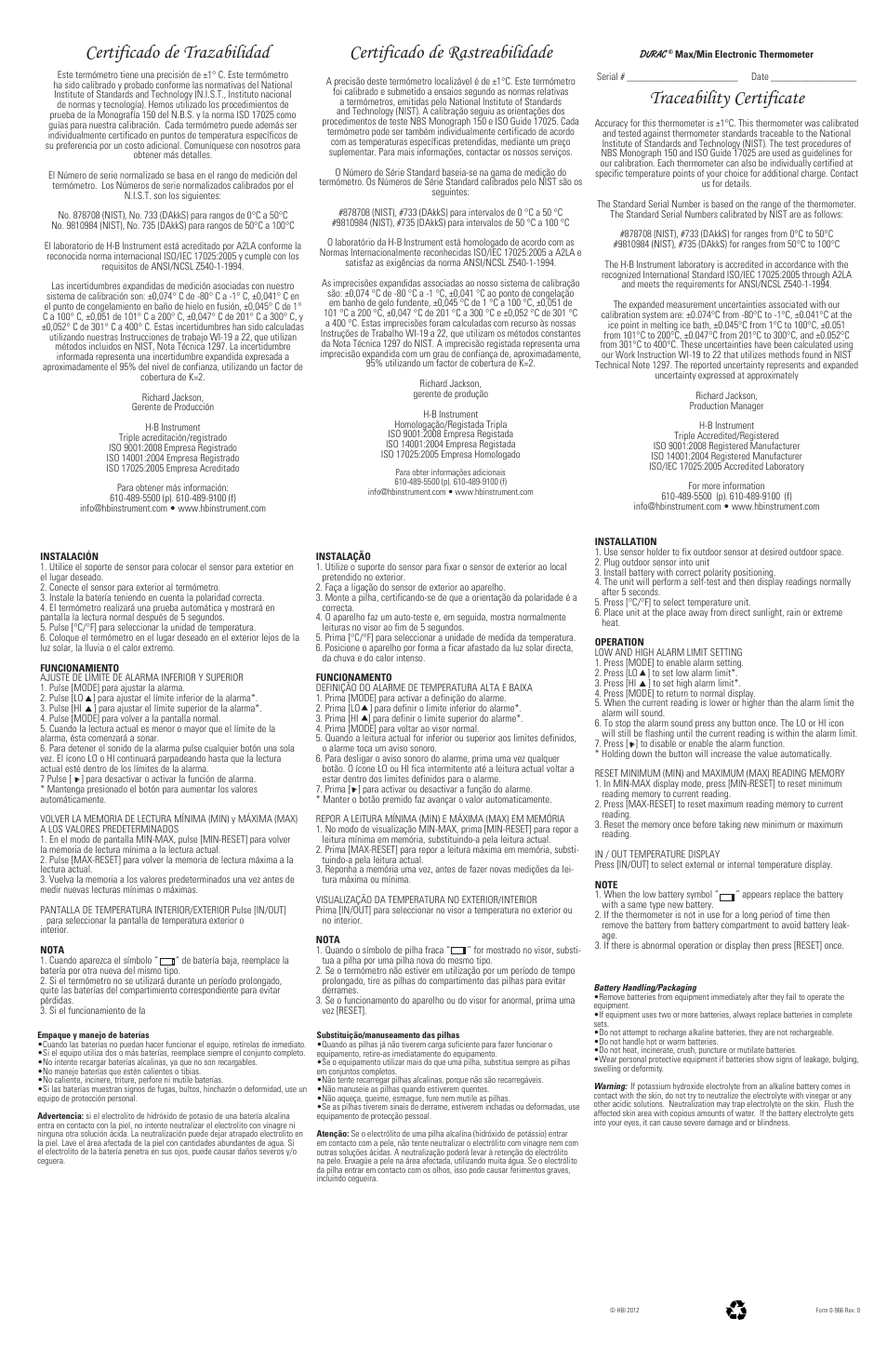 H-B Instrument 3817 User Manual | 2 pages