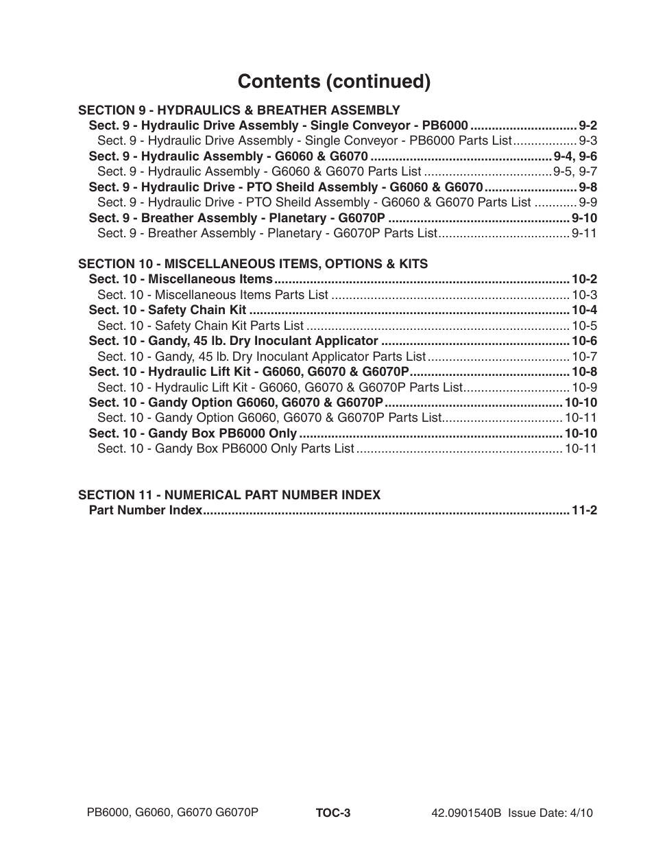 Contents (continued) | Ag-Bag G6070P User Manual | Page 5 / 128
