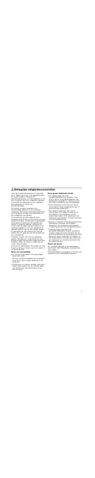 Belangrijke veiligheidsvoorschriften, Risico van verbranding, Kans op een elektrische schok | Gevaar van een elektrische schok, Risico van brand | Neff N21H40N3 User Manual | Page 33 / 40
