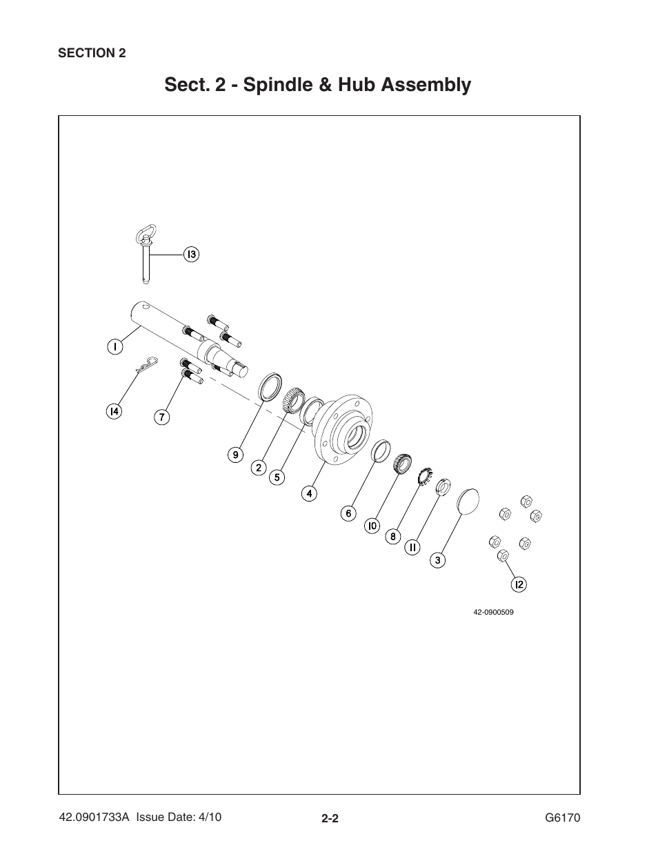 Sect. 2 - spindle & hub assembly | Ag-Bag G6170 User Manual | Page 14 / 90