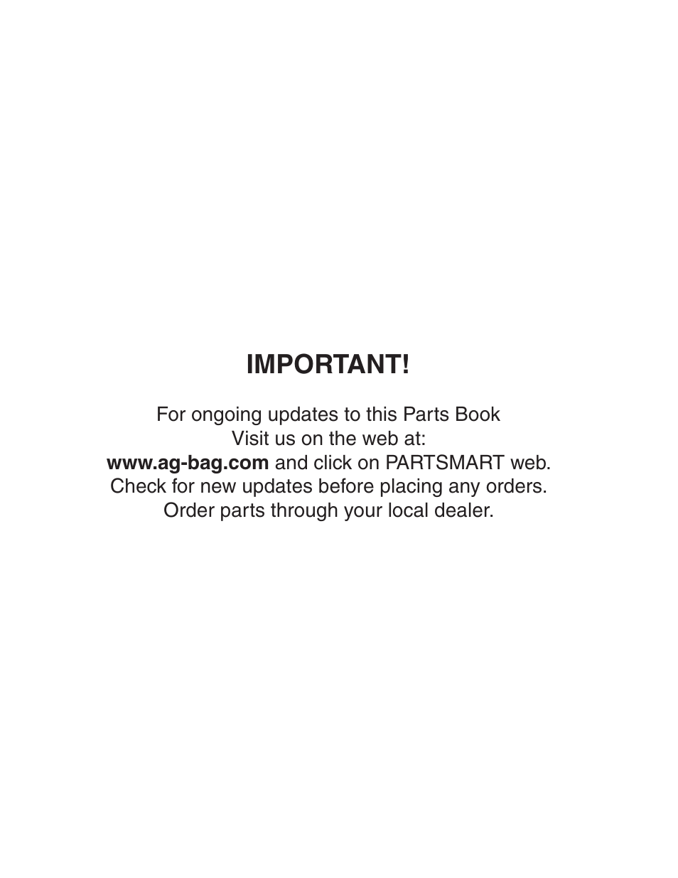 Important | Ag-Bag G6170 User Manual | Page 2 / 90