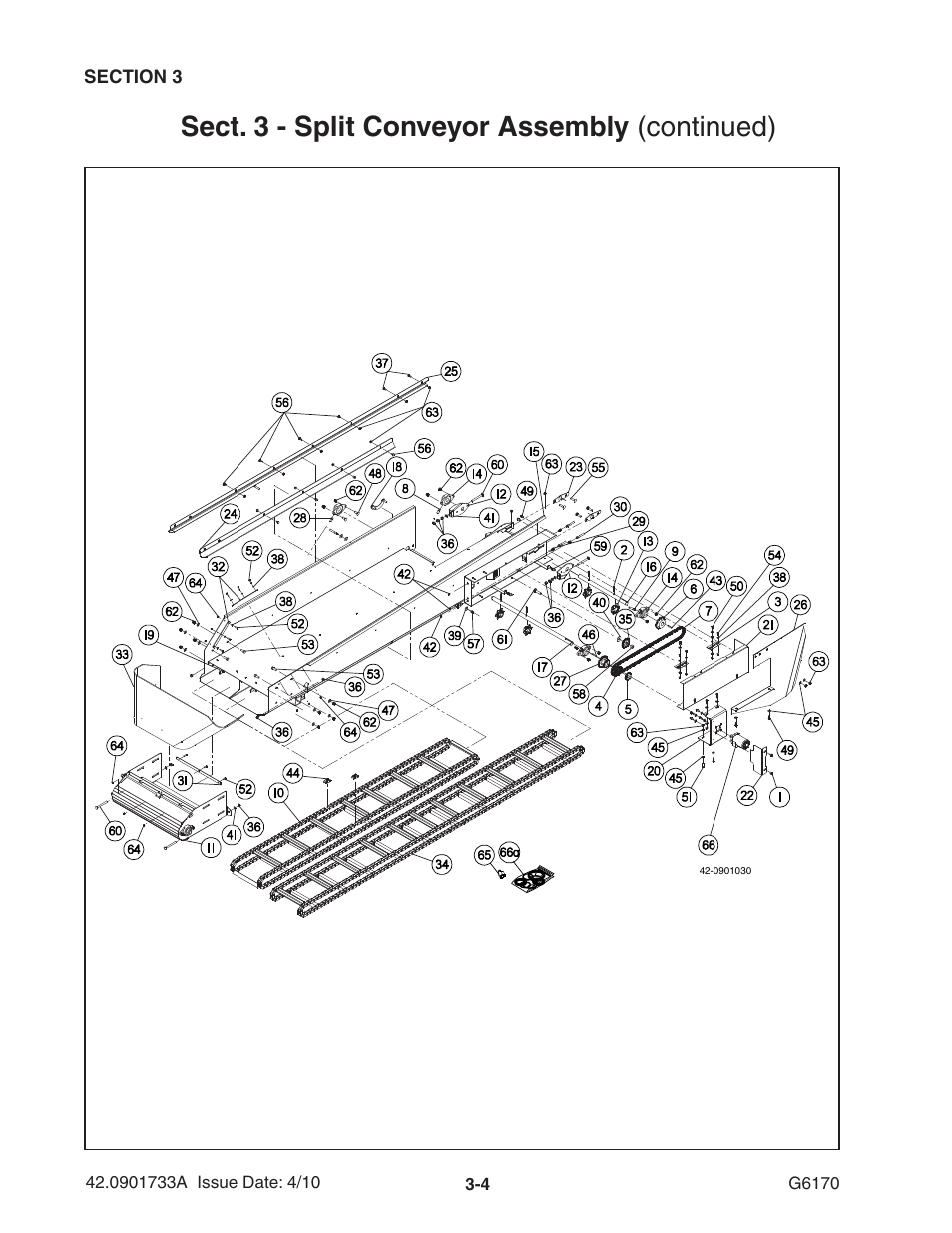 Sect. 3 - split conveyor assembly (continued) | Ag-Bag G6170 User Manual | Page 22 / 90