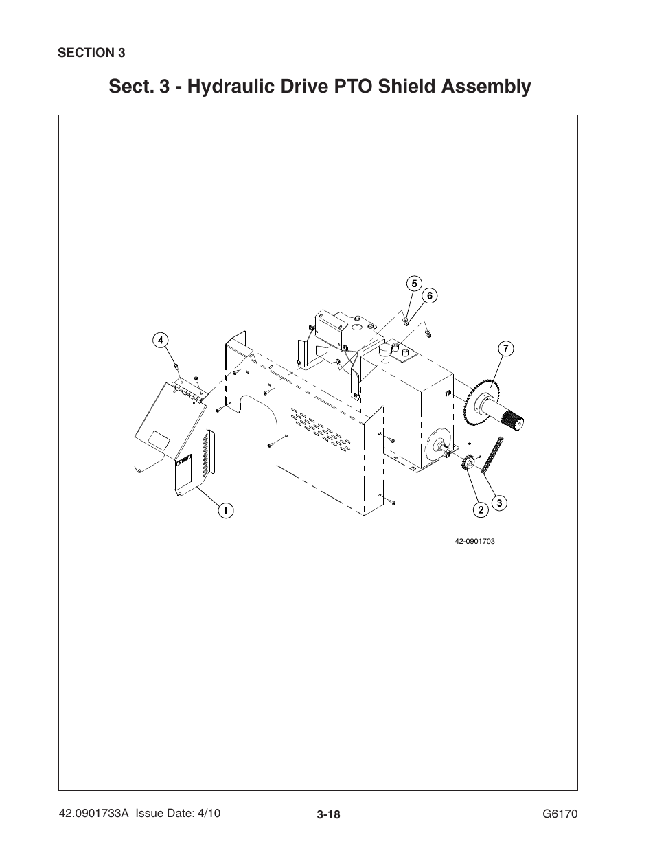 Sect. 3 - hydraulic drive pto shield assembly | Ag-Bag G6170 User Manual | Page 36 / 90
