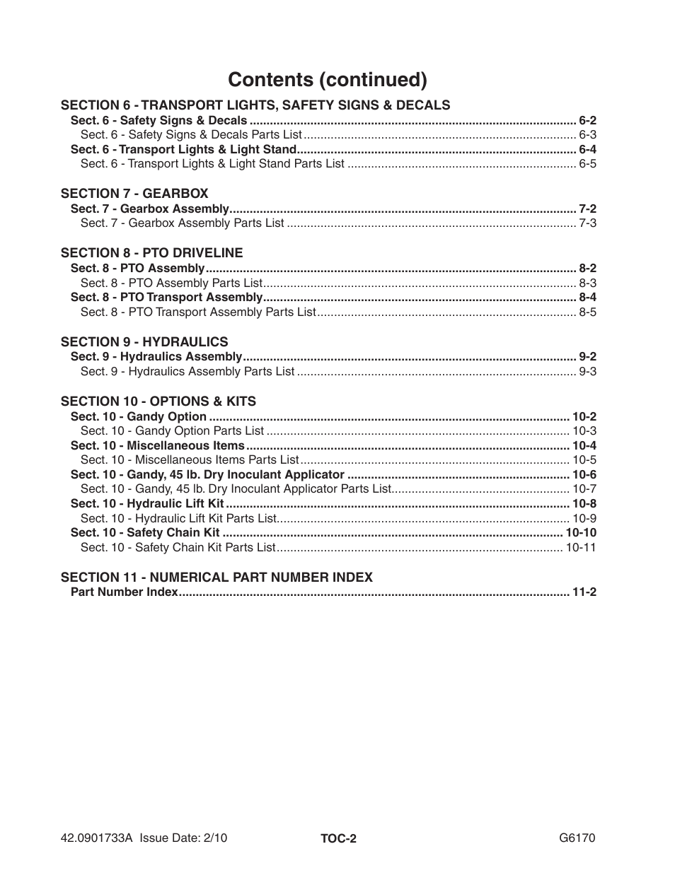 Contents (continued) | Ag-Bag G6170 User Manual | Page 4 / 90