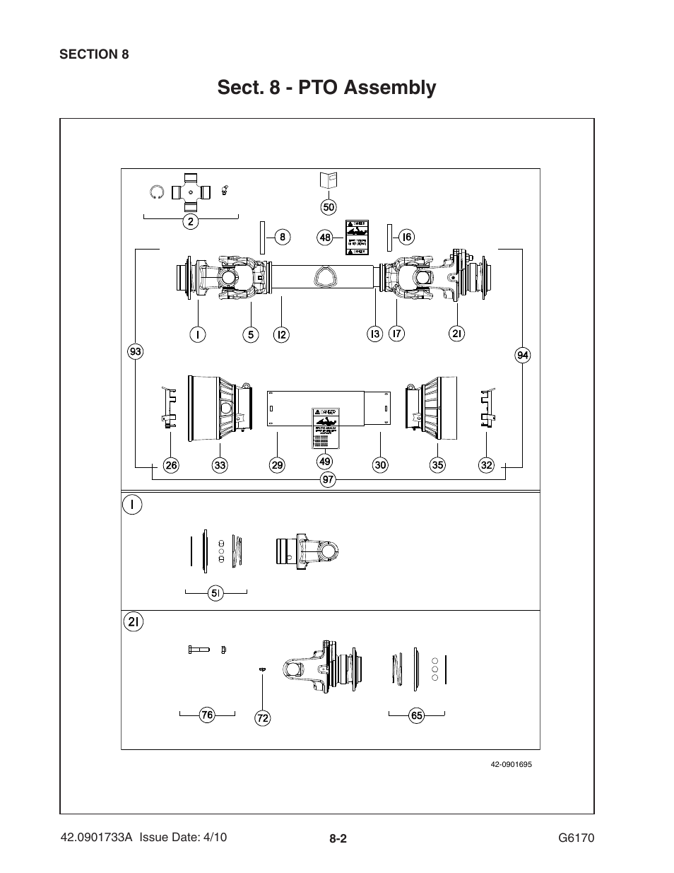 Sect. 8 - pto assembly | Ag-Bag G6170 User Manual | Page 62 / 90