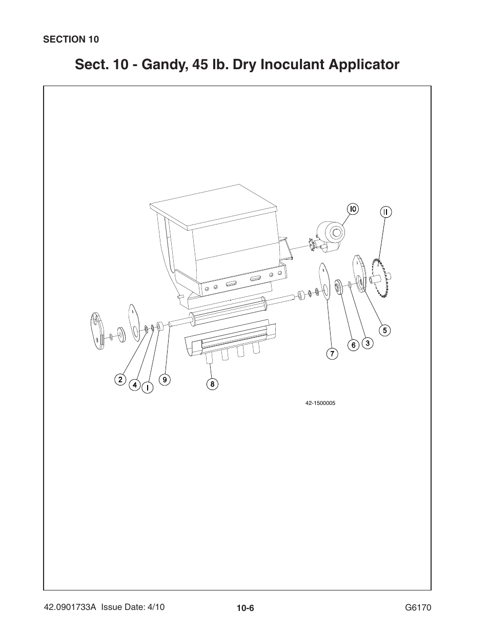 Sect. 10 - gandy, 45 lb. dry inoculant applicator | Ag-Bag G6170 User Manual | Page 76 / 90