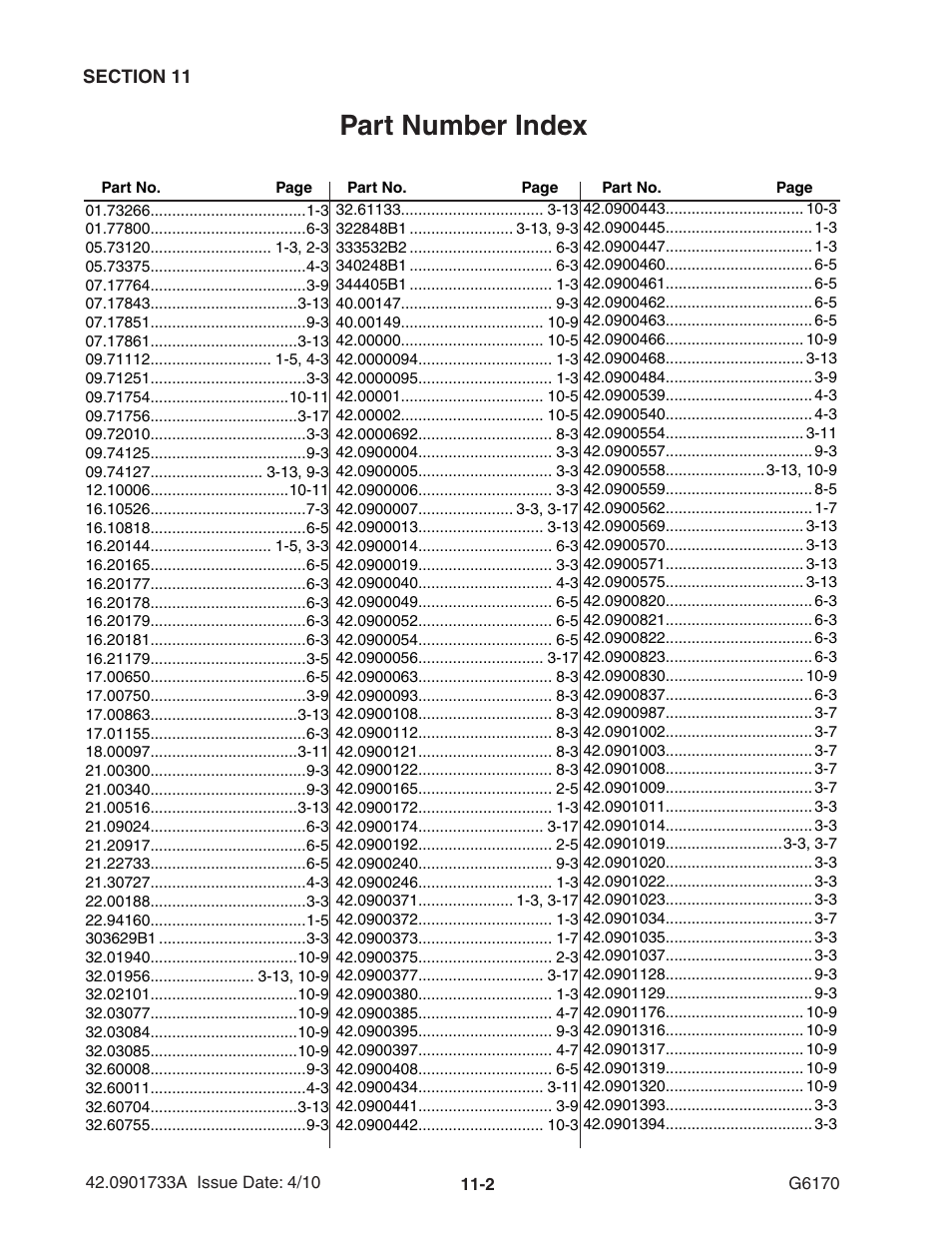 Part number index | Ag-Bag G6170 User Manual | Page 84 / 90