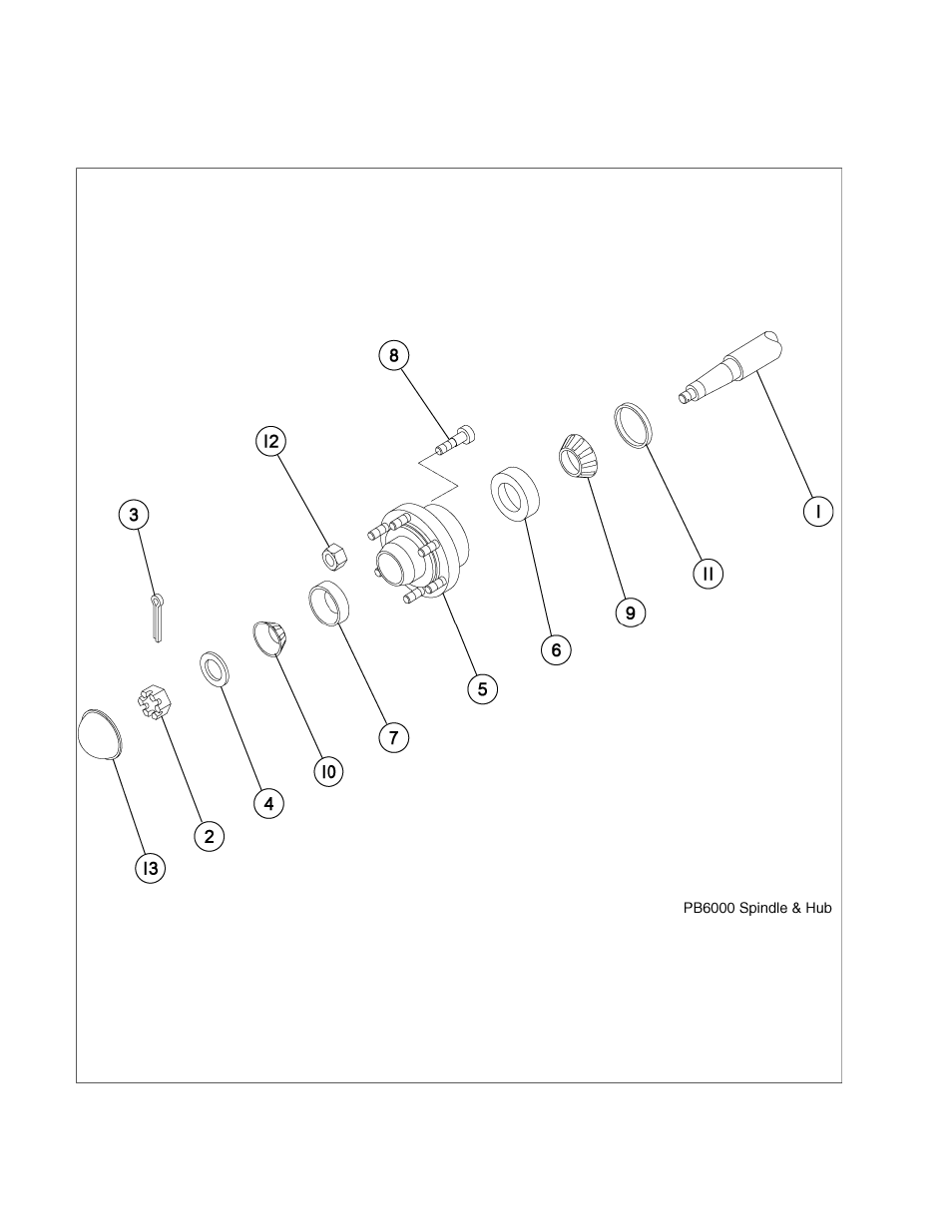 Section 2 - wheels, tires, spindle & hub assembly, 01 spindle & hub assembly - pb6000 | Ag-Bag PB6000 User Manual | Page 10 / 58