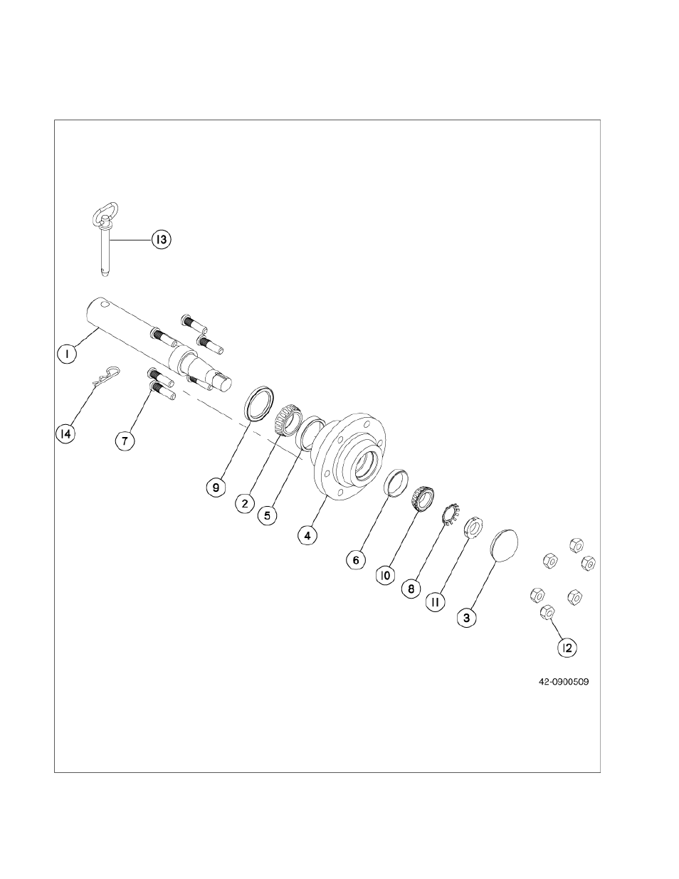 Section 2 - wheels, tires, spindle & hub assembly, 01 spindle & hub assembly - g6060, g6070 & g6070p | Ag-Bag G6060 User Manual | Page 10 / 86