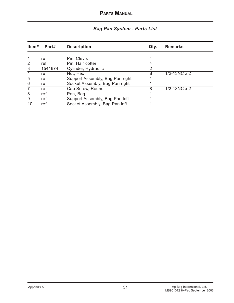 Ag-Bag MB901012 User Manual | Page 31 / 45